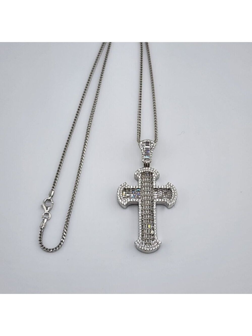 Brand New Sterling Silver 925 Cz Cross Necklace - Picture 4 of 9